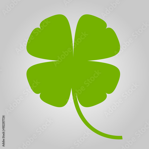 Four leaf clover icon. Green herb Isolated on white. St Patrick day vector photo