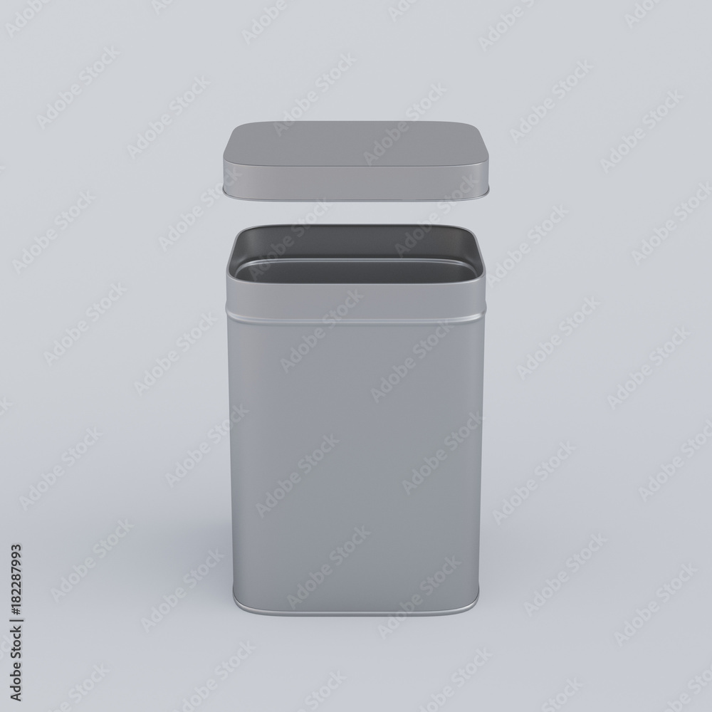 Opened aluminum box, 3D rendering Opened aluminum box, 3D rendering
