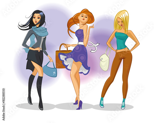 Three fashion female. Womans set