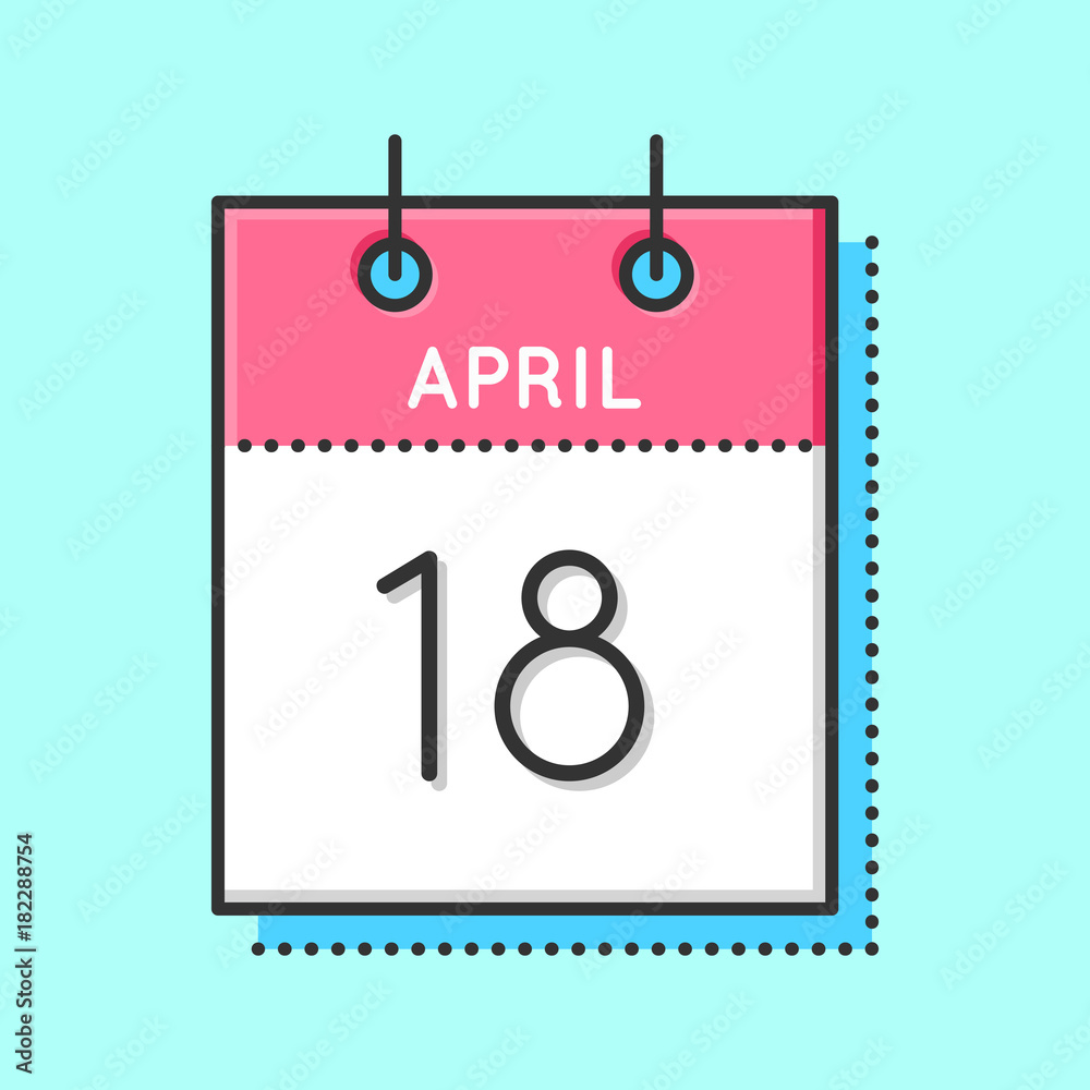 April Calendar Icon. Flat and thin line vector illustration. Spring calendar sheet on light blue background. April 18th. World Amateur Radio Day. April Calendar Icon. Flat and thin line vector illustration. Spring calendar sheet on light blue background. April 18th. World Amateur Radio Day.