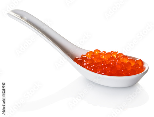 red caviar in spoon