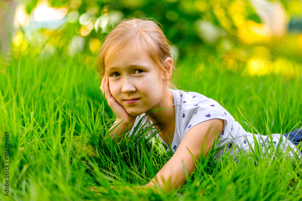 girl with a smile summer on the grass girl with a smile summer on the grass