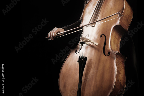 Cello player. Hands cellist playing violoncello photo