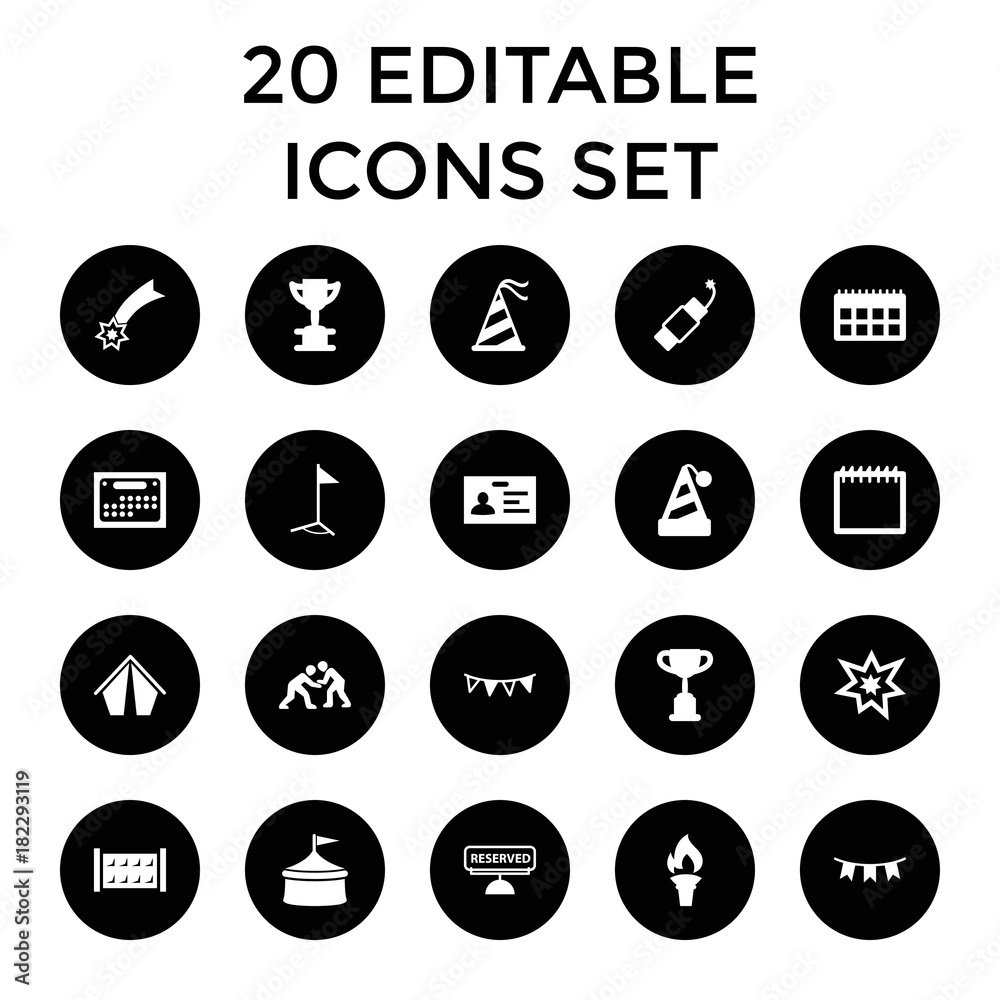 Set of 20 event filled icons Set of 20 event filled icons