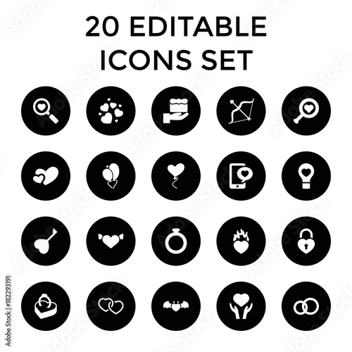 Set of 20 valentine filled icons