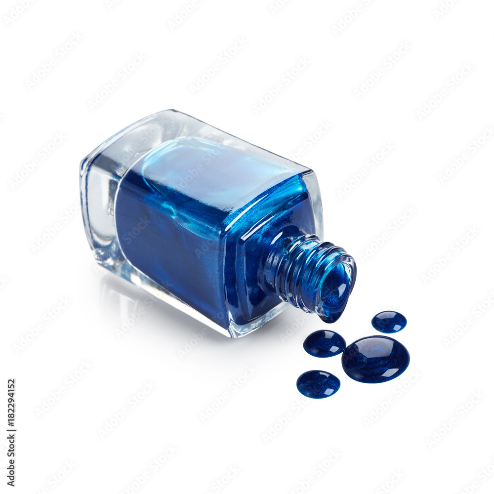 Blue nail polish isolated on white background Blue nail polish isolated on white background