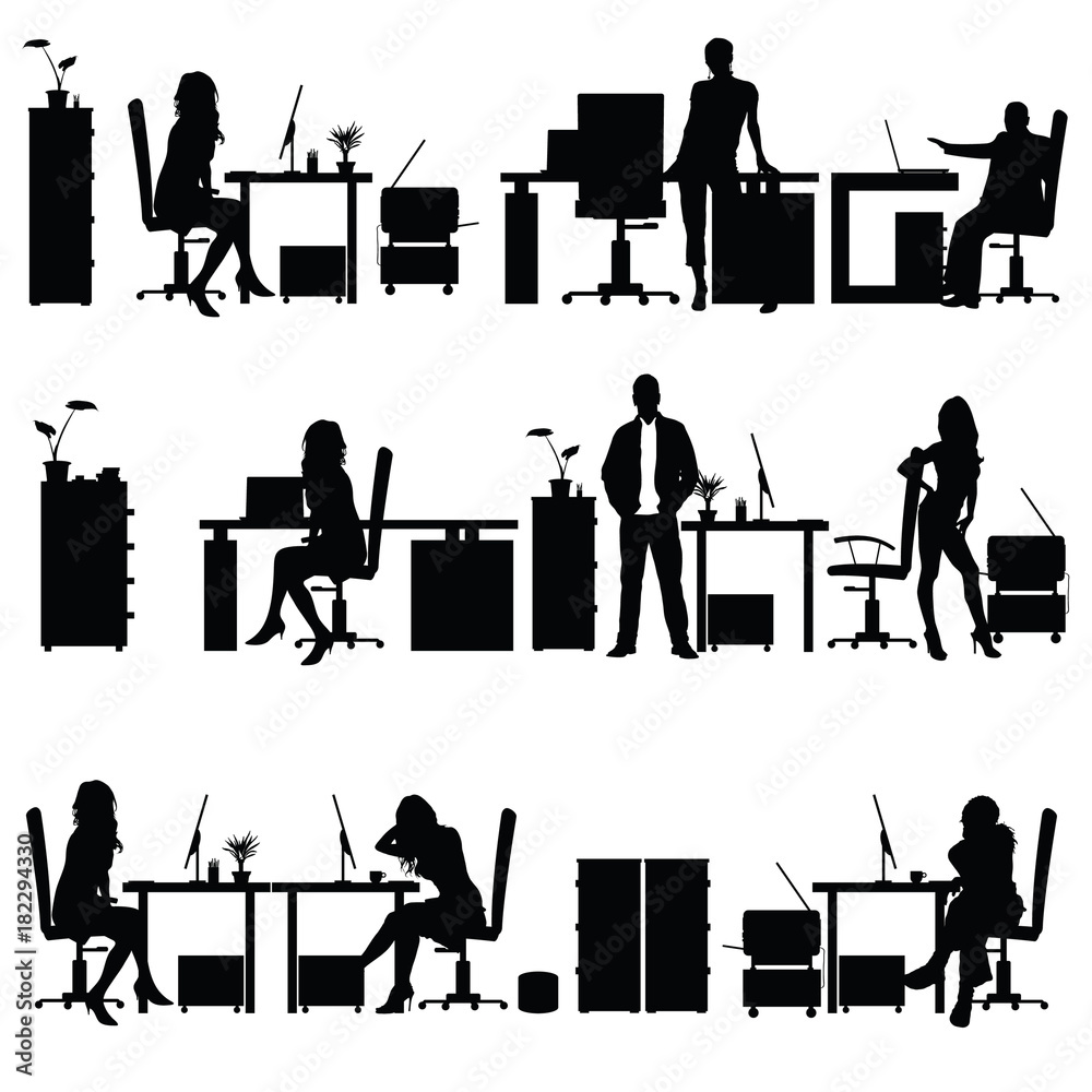 people in office silhouette illustration Stock Vector | Adobe Stock