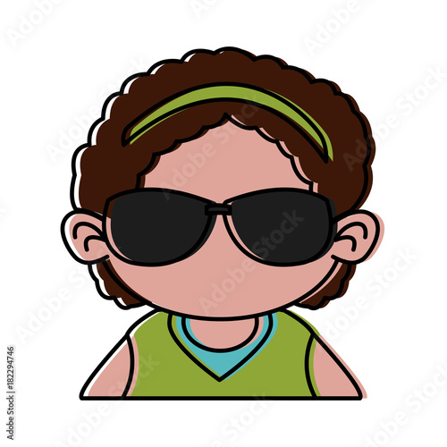Cute girl with sunglasses cartoon