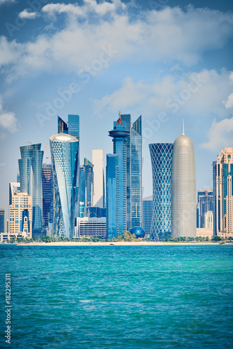 Panorama of modern skyscrapers in Doha, Qatar