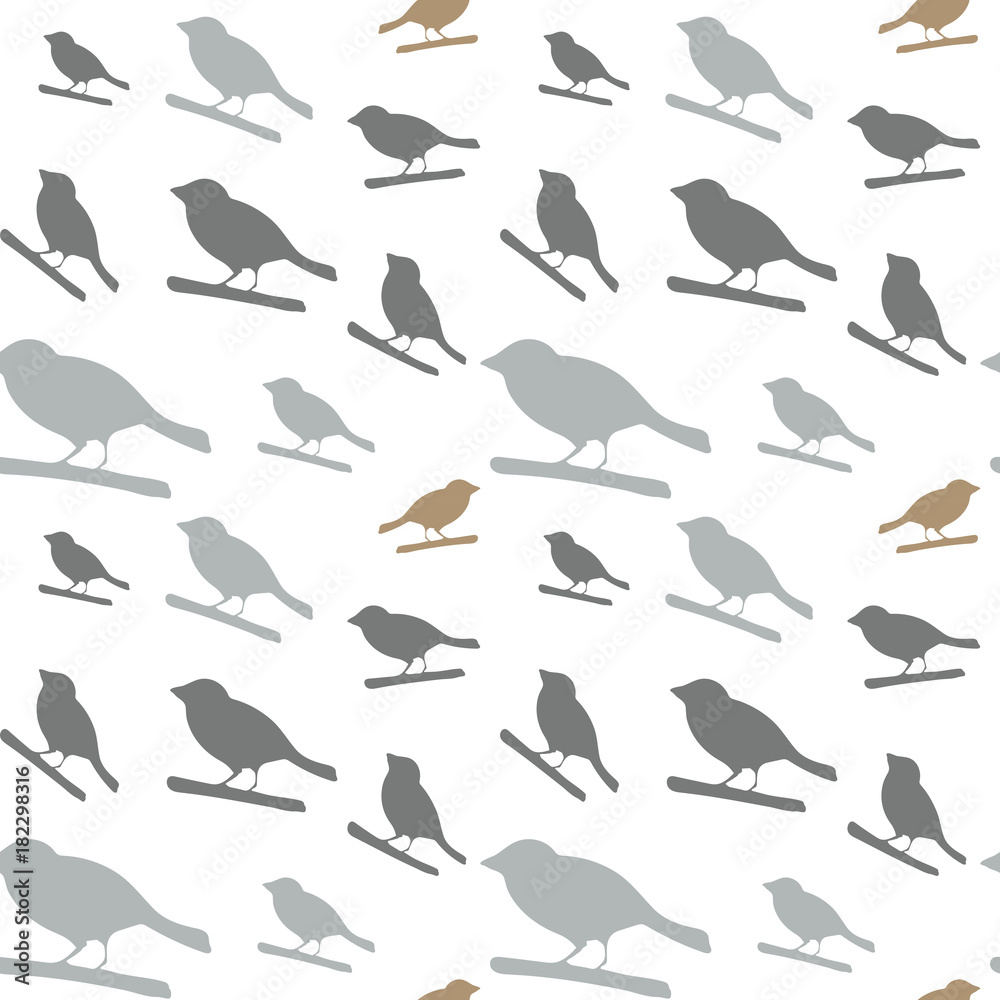 Birds pattern. Vector seamless pattern with hand drawn silhouettes of birds on a tree branch. Birds pattern. Vector seamless pattern with hand drawn silhouettes of birds on a tree branch.