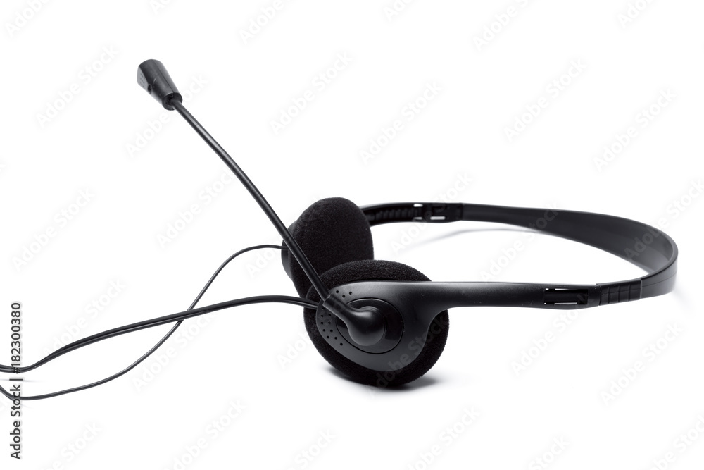headset with microphone isolated on white