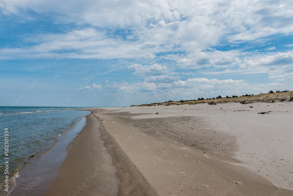Baltic Sea beach in Slowinski National Park near Leba city, Poland