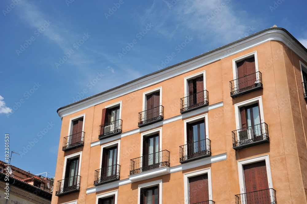 Apartments buildings  in the Plaza de la Villa, Madrid de los Austrias, central Madrid.