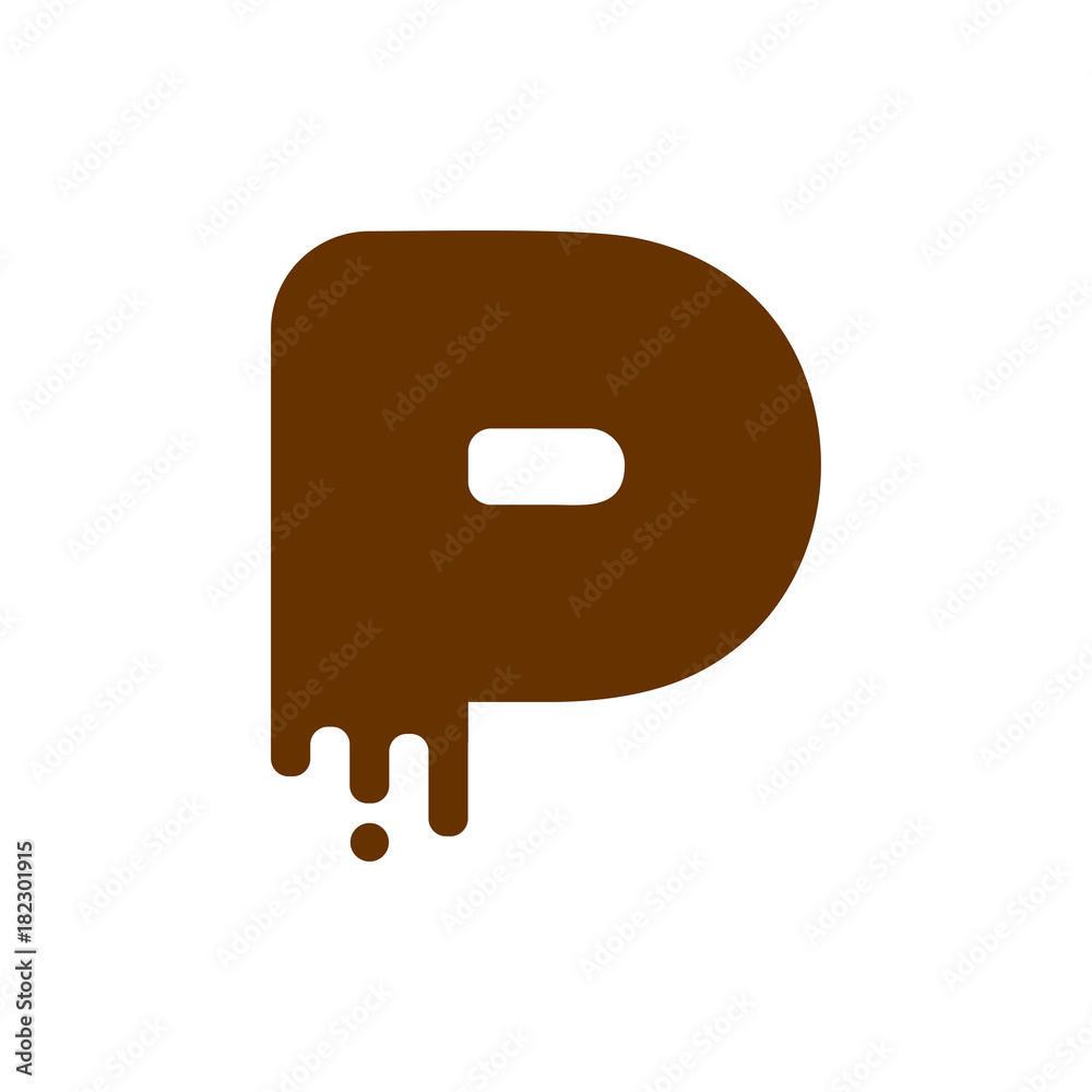 Letter P Chocolate font. sweetness alphabet. Liquid lettering. Sweet viscous ABC sign Letter P Chocolate font. sweetness alphabet. Liquid lettering. Sweet viscous ABC sign