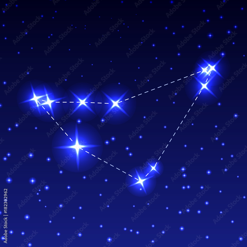The Constellation Of Capricorn in the night starry sky. Vector illustration of the concept of astronomy.