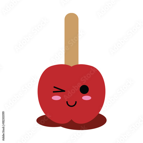 caramelized apple on stick cute kawaii cartoon