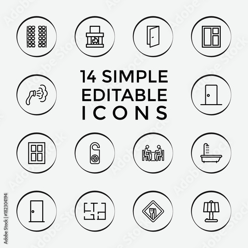 Set of 14 room outline icons