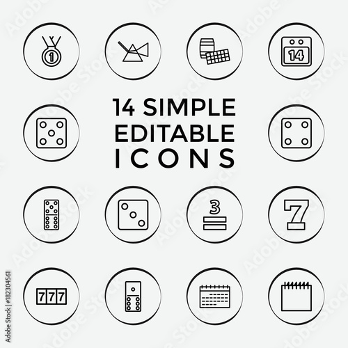 Set of 14 number outline icons