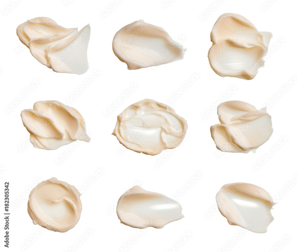 set of smears from various cosmetic products set of smears from various cosmetic products