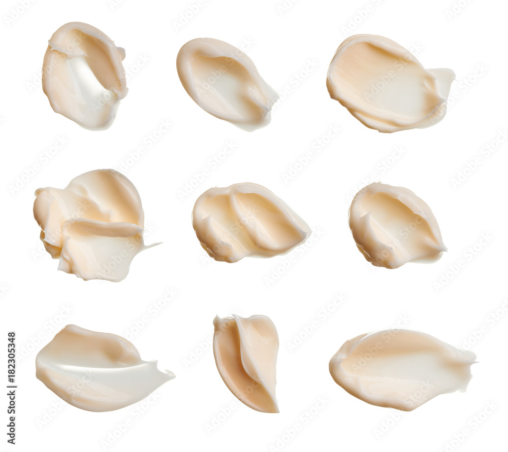 set of smears from various cosmetic products set of smears from various cosmetic products