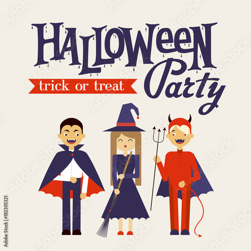 Vector illustration of Halloween monster costume. Poster for Halloween Party.