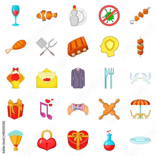 Glad icons set, cartoon style