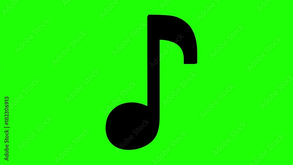 Musical note rotating loop 3d green screen black Musical note rotating loop 3d green screen black