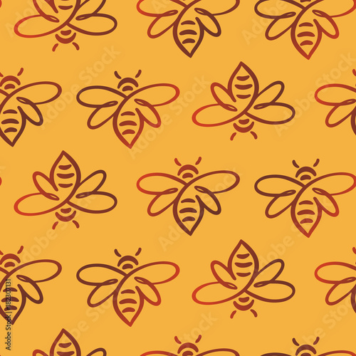 Vector seamless pattern with bee © Anna