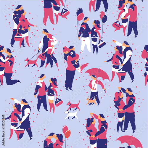 seamless pattern couple in love