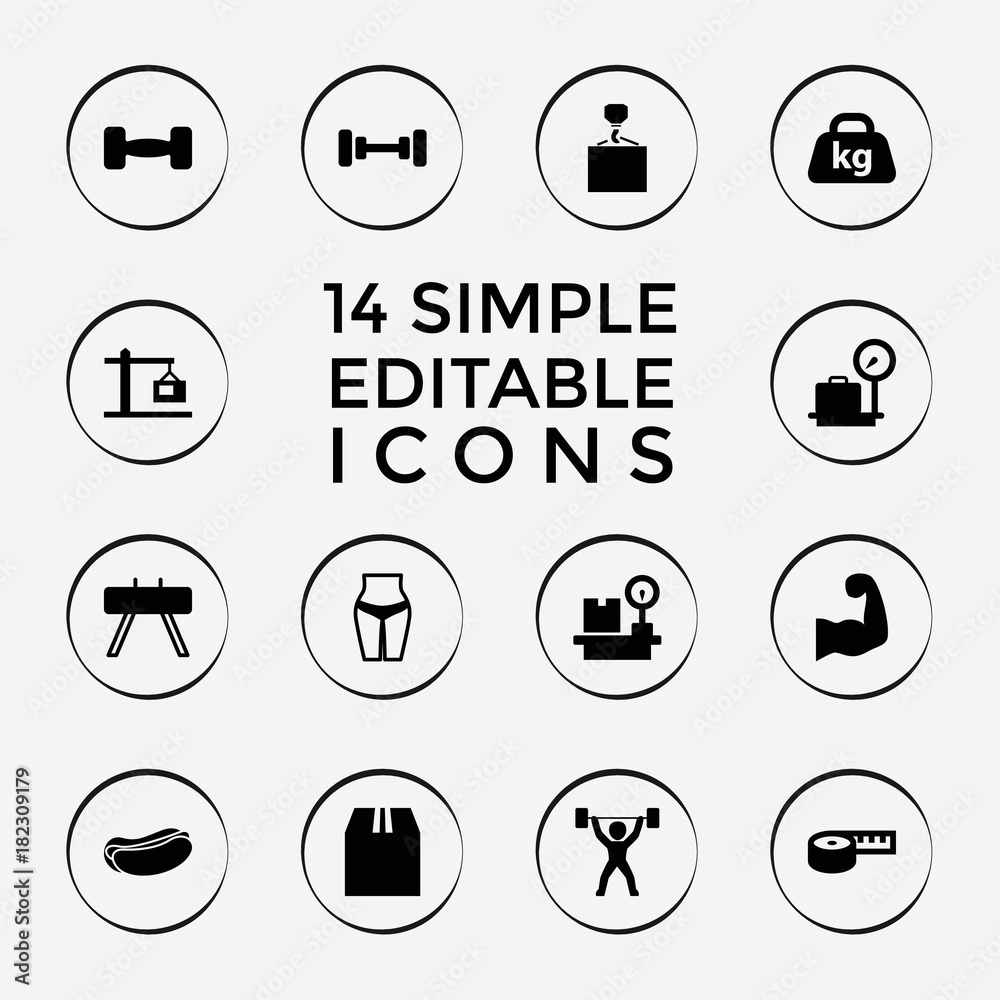 Set of 14 weight filled icons Set of 14 weight filled icons