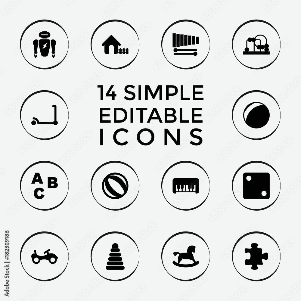 Set of 14 toy filled icons Set of 14 toy filled icons