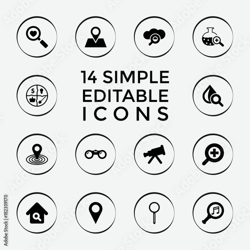 Set of 14 search filled icons