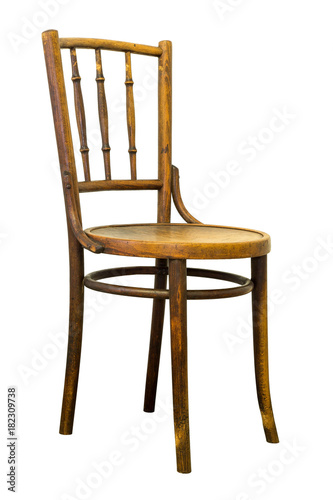 Brown bentwood chair  isolated on white background