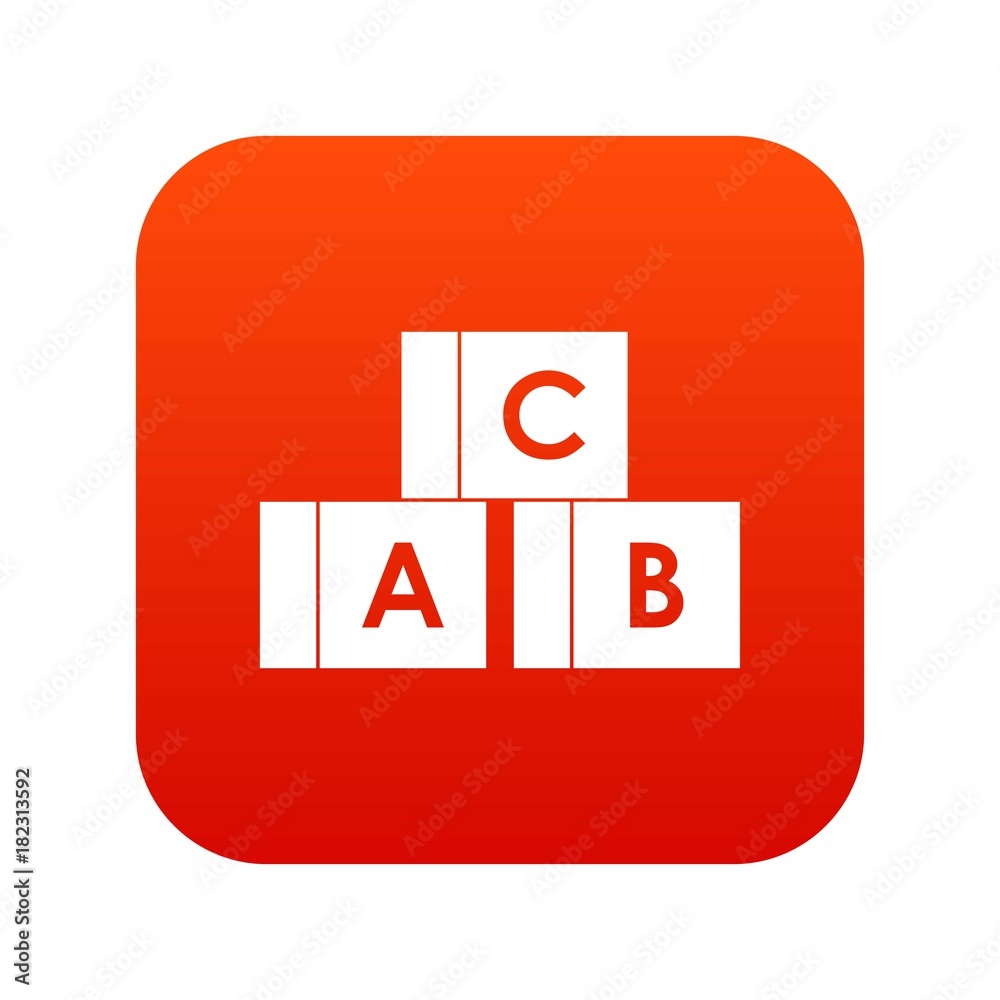 Alphabet cubes with letters A,B,C icon digital red Alphabet cubes with letters A,B,C icon digital red