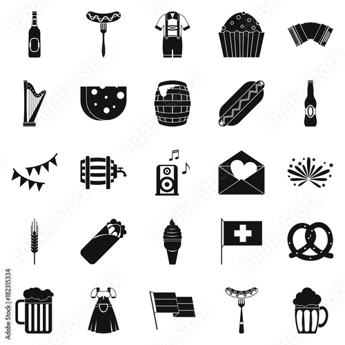 Beer hangout icons set, simple style