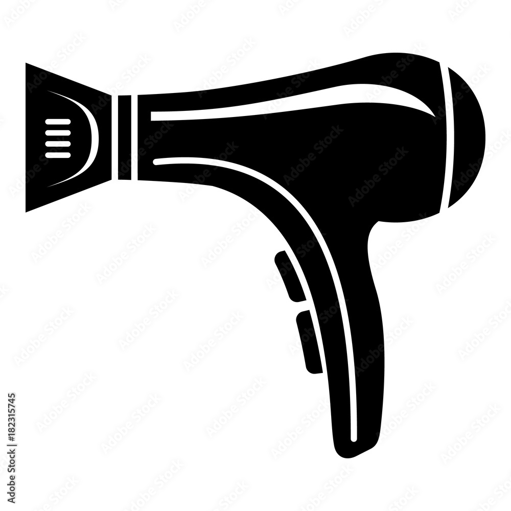 Hair dryer icon, simple black style Hair dryer icon, simple black style