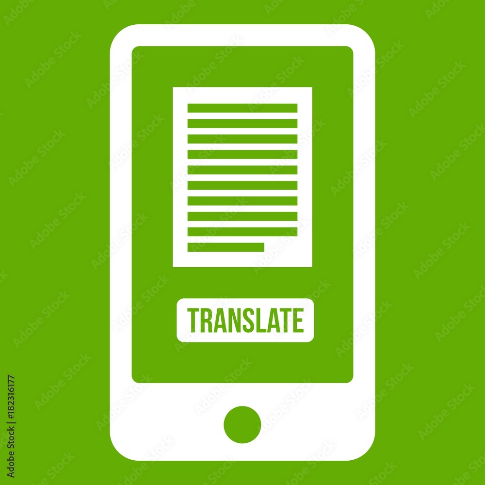 Translate application on a smartphone icon green Translate application on a smartphone icon green