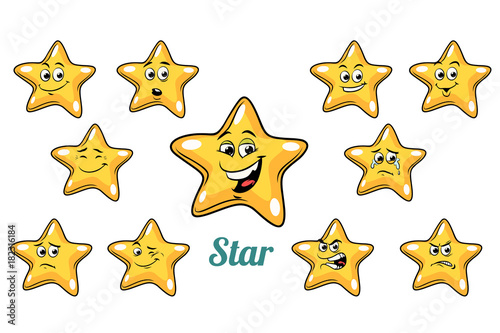 gold star emotions emoticons set isolated on white background