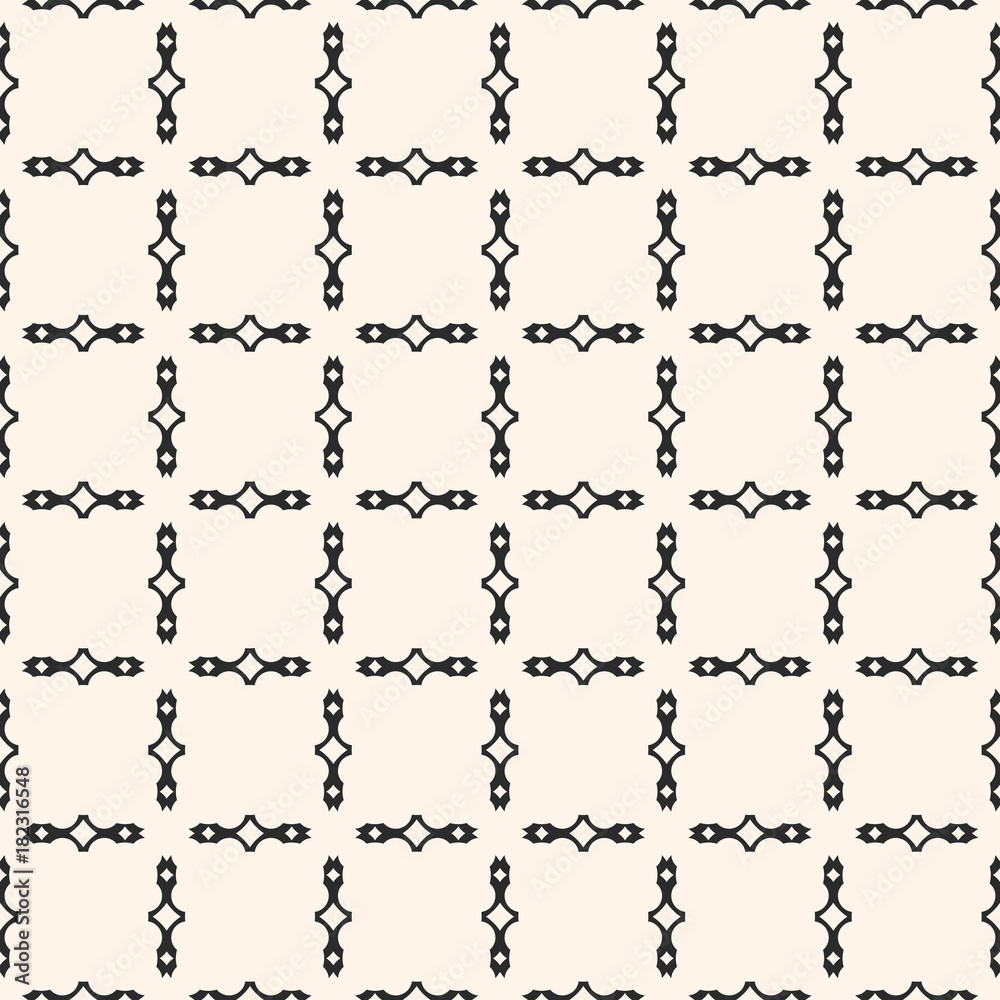 Vector geometric monochrome seamless pattern with square grid, lattice, chains Vector geometric monochrome seamless pattern with square grid, lattice, chains