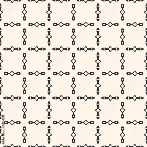 Vector geometric monochrome seamless pattern with square grid, lattice, chains