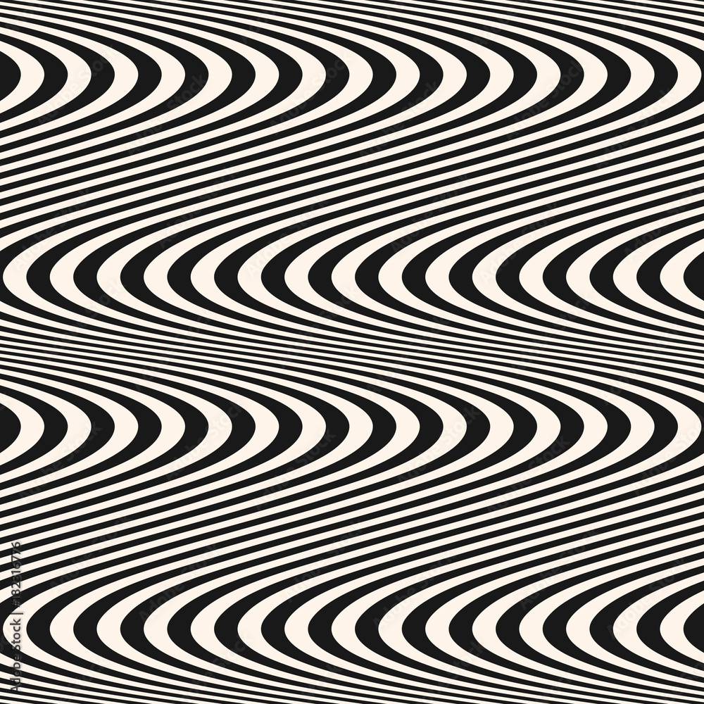 Curved striped wavy lines seamless pattern. Vector texture with motion effect Curved striped wavy lines seamless pattern. Vector texture with motion effect