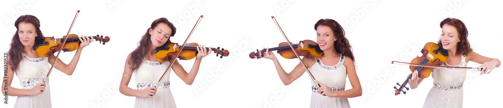 Woman playing violin isolated on white background Woman playing violin isolated on white background