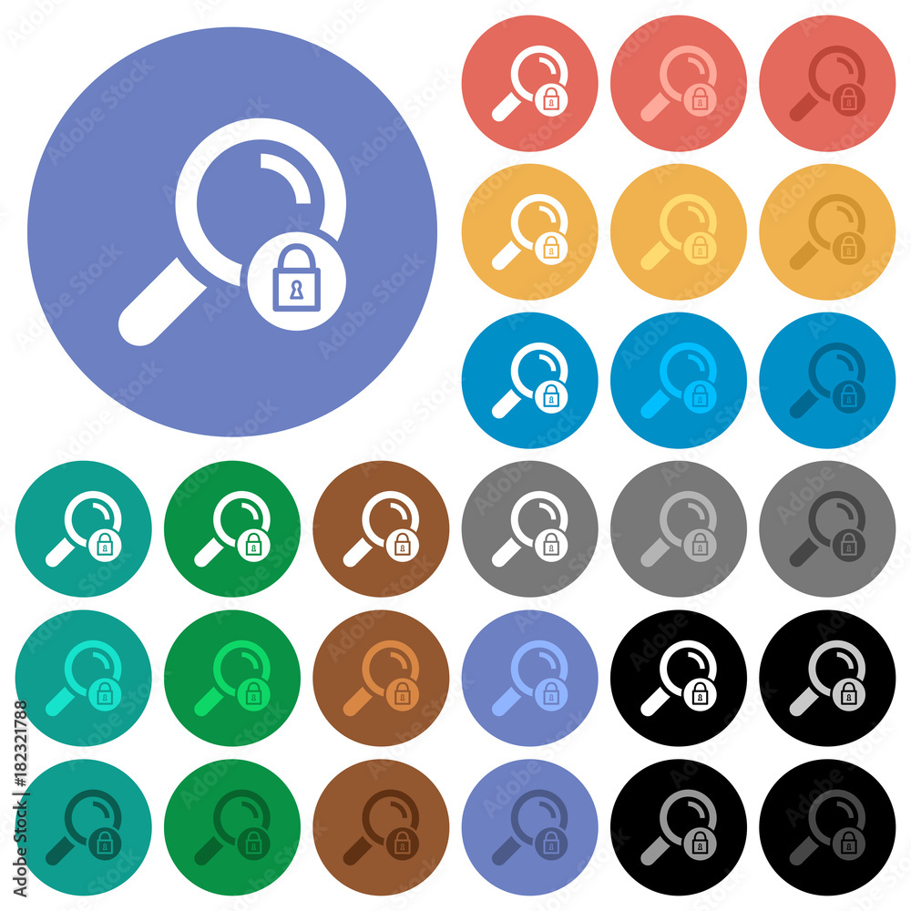 Search locked round flat multi colored icons Search locked round flat multi colored icons