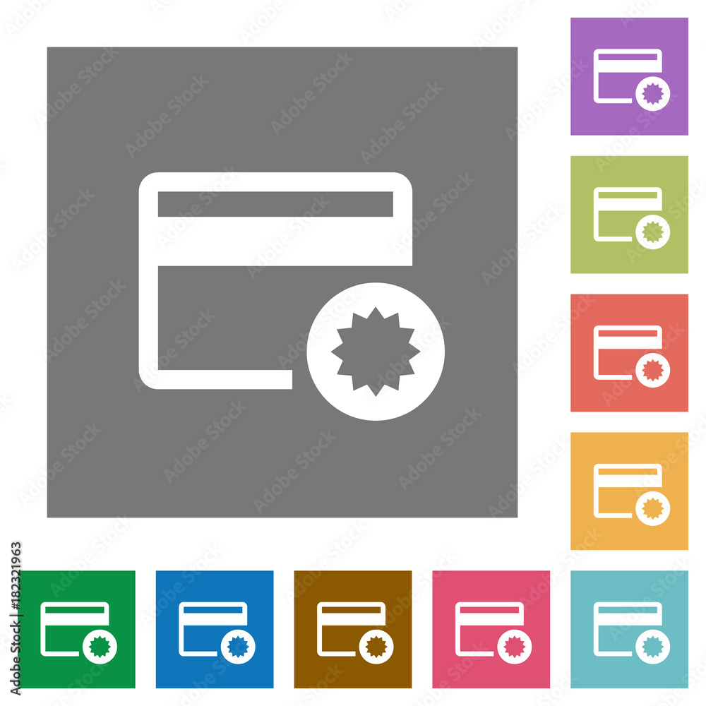 Credit card certified service provider square flat icons