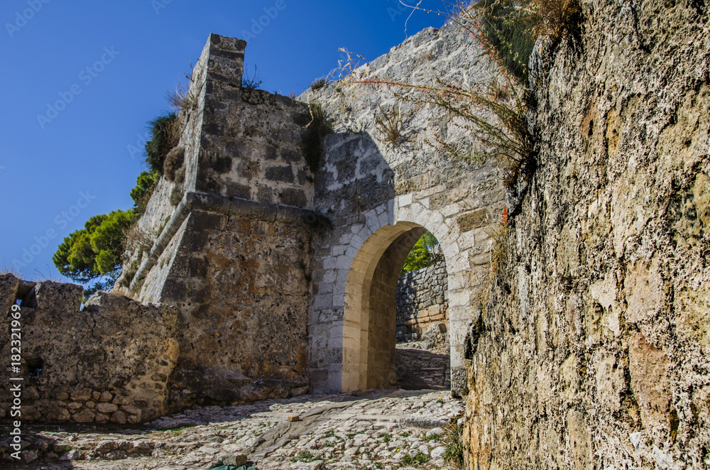 Main entrance to the castle of Agios Georgios Kefalonia