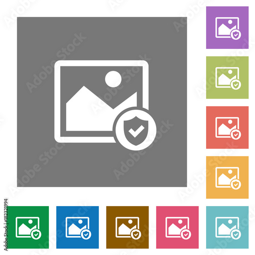 Protected image square flat icons photo