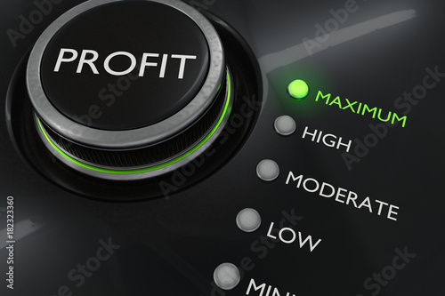 Maximum profit concept. Button for maximize income. 3D rendered illustration.