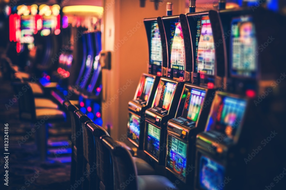 Naklejka premium Rows of Casino Slot Machines