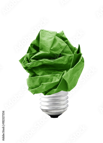 Quadro em tela Inspiration environment concept crumpled green paper light bulb metaphor for goo
