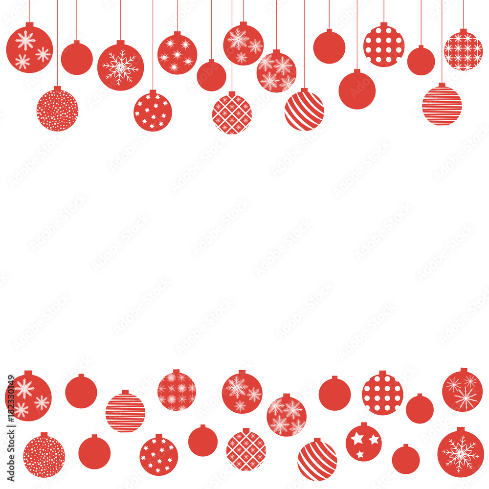 Christmas balls hanging from above and below. Christmas balls hanging from above and below.